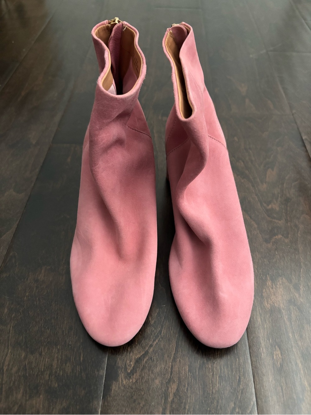 & Other Stories Rose Pink Suede Ankle Boots with Back Zip